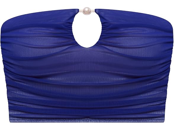 Steve Madden Women Keyhole Strapless Swim Tube Top - Gallery 3