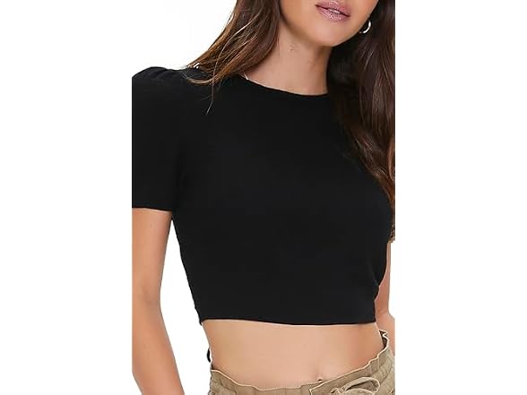 Forever 21 (M) Textured Cutout Crop Top