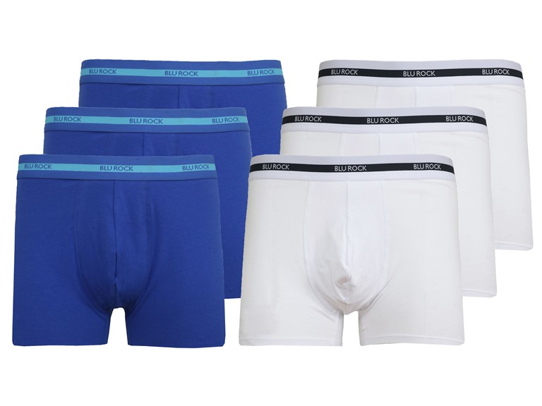 BLU ROCK WC-----J/MBB-565 / NV-WH / S Small Mens Cotton Flex Stretch Boxer Briefs Navy x3 - White x3