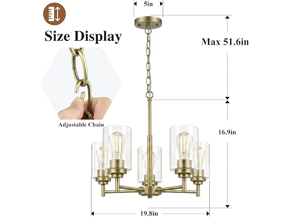 BesLowe B0GTVCTRMS D19.8 Chandelier for Dining Room