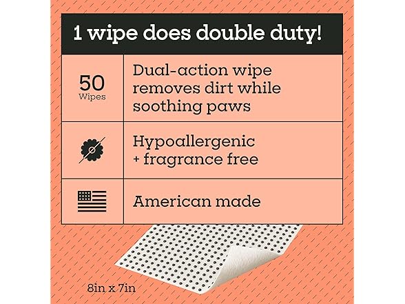 Pet Life Unlimited Dog Paw Wipes, Unscented