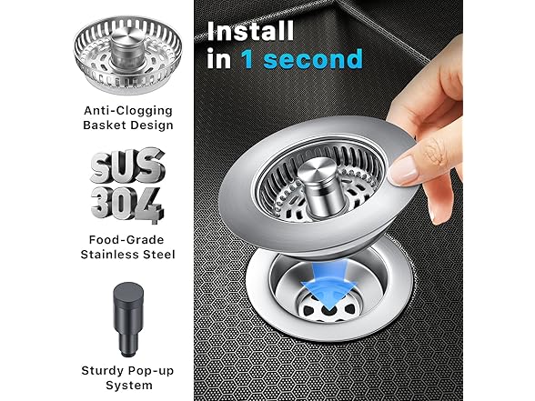 Dimflue Stainless Steel Sink Strainer