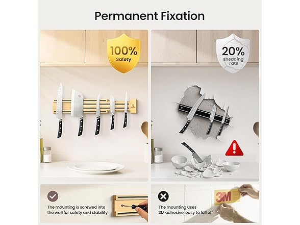 Wooden Magnetic Knife Holder for Wall