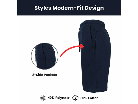 5Pk Mens Classic T/F Jogger Shorts