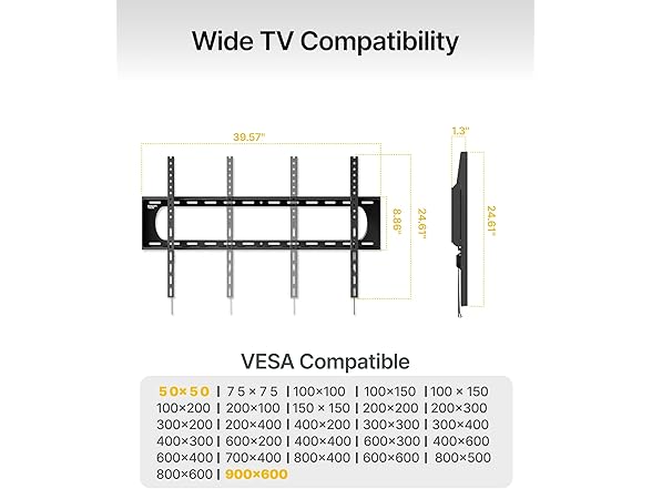 monTEK Heavy Duty Fixed TV Wall Mount | 60-120"