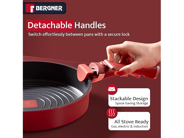 Bergner 11-Piece Non-Stick Cookware Set Red