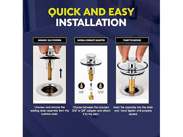SUPPLYGIANT Lift and Turn Tub Drain Stopper,