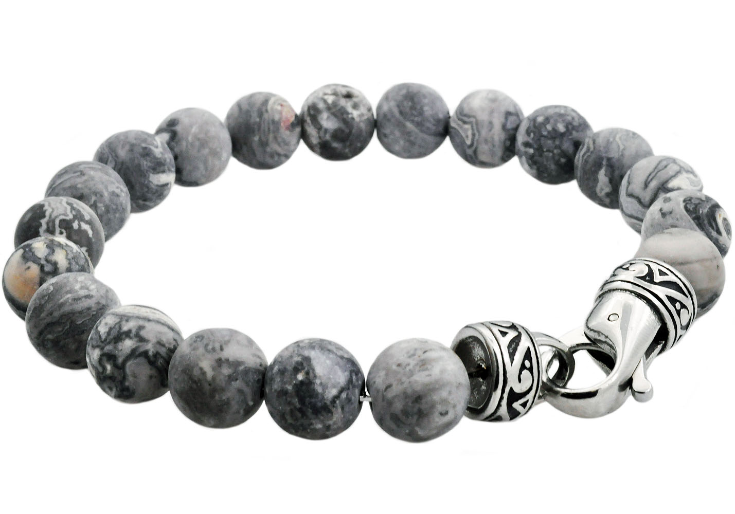 Genuine 10mm Stainless Steel Bead Bracelet - Gallery 13