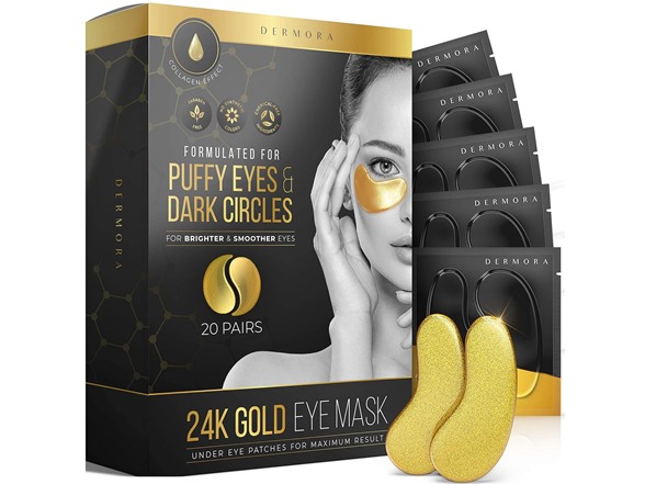 (2 Pack) DERMORA 24K Gold Eye Masks 20 Pairs