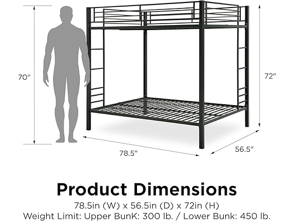 DHP Full Over Full Metal Bunk Bed