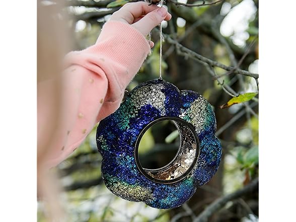 Sunnydaze 10-Inch Glass Mosaic Hanging Bird Feeder