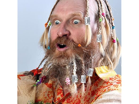 BronaGrand 24pcs Mixed Vikings Runes Beads Hair 