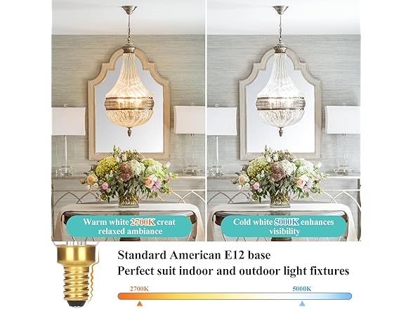 GoBright 12Pk Dimmable E12 Candelabra LED Light Bulbs 60W