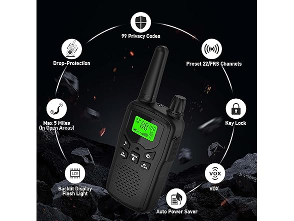 (4 PACK) Erelis Long Range Walkie Talkies