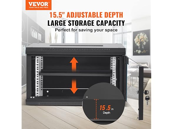 6U Wall Mount Network Server Cabinet, 15.5''