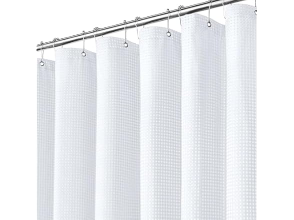 Inhousolu Fabric Shower Curtain Waffle Weave