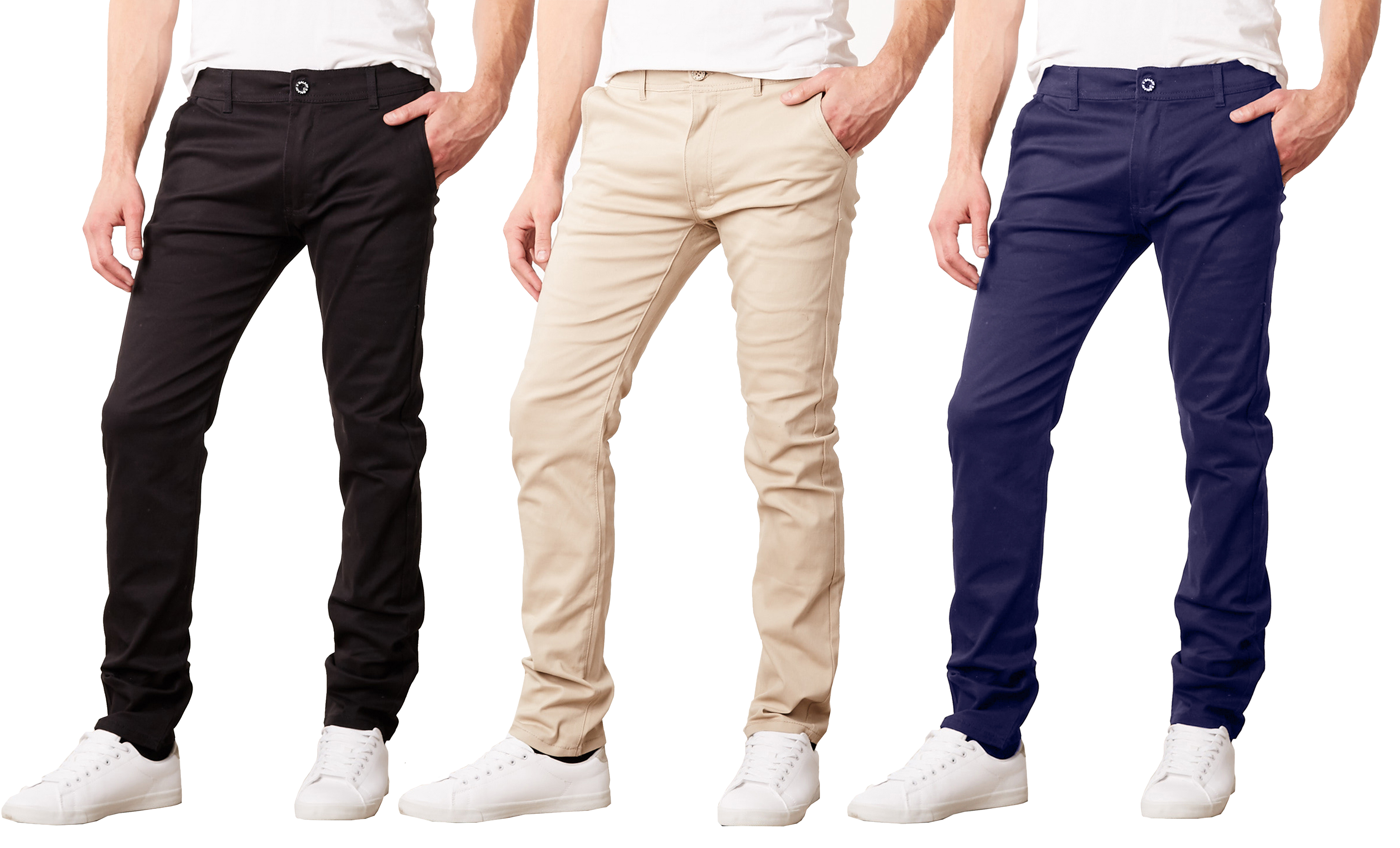 3Pk Mens Flat Front Stretch Chino Pants - Gallery 7