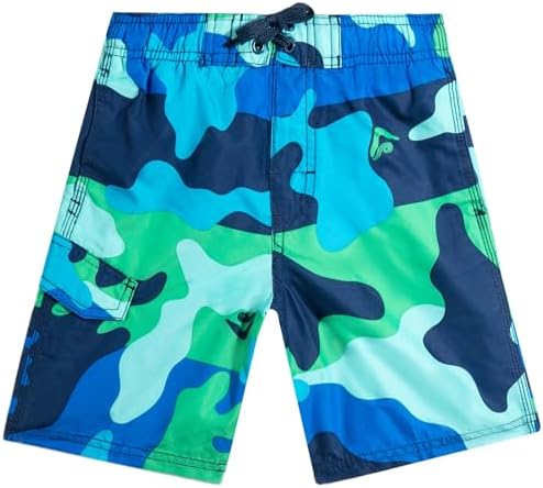 Kanu Surf Boys' Viper Quick Dry UPF 50+ Beach Swim Trunk, Surf Camo Blue/Green, 4T