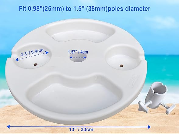 AMMSUN 13" Beach Umbrella Table Tray