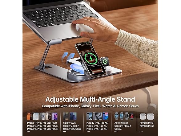 GUSGU 3-in-1 Wireless Charger and Laptop Stand - Gallery 5