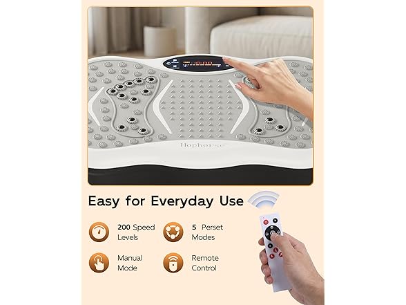 Vibration Plate Exercise Machine, 200 Speeds Vibrating Plate for Lymphatic Drainage, Vibrating Shaking Full Body Shaker Workout, Vibration Fitness Platform for Weight Loss, for Home, LightGray (Open Box)