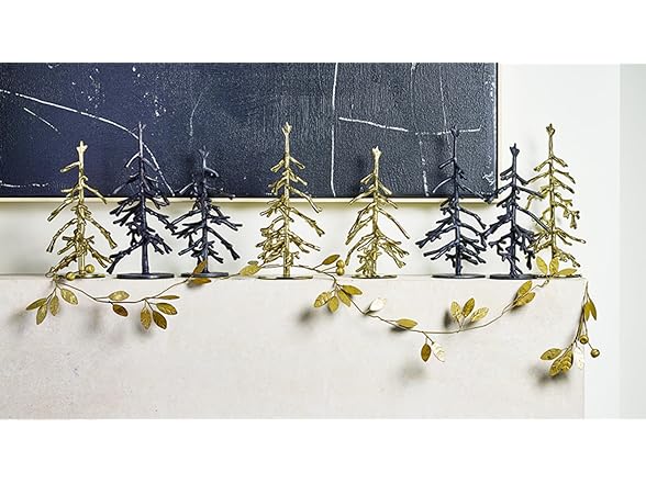 Metal Twig Tree Sculptures for Mantle or Tabletop, Set of 2, Gold - Gallery 4