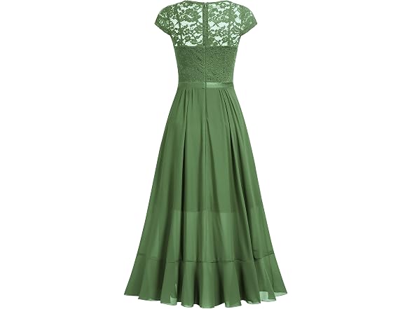 Miusol Women (M) V Neck Elegant Lace Ruffle Dress