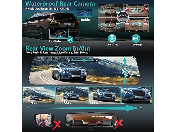 Roadwitness 4K Rear View Mirror Camera | 12in