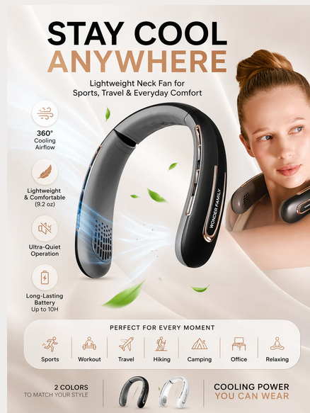 Rechargeable 4000 mAH Portable Fan Necklace - Gallery 20