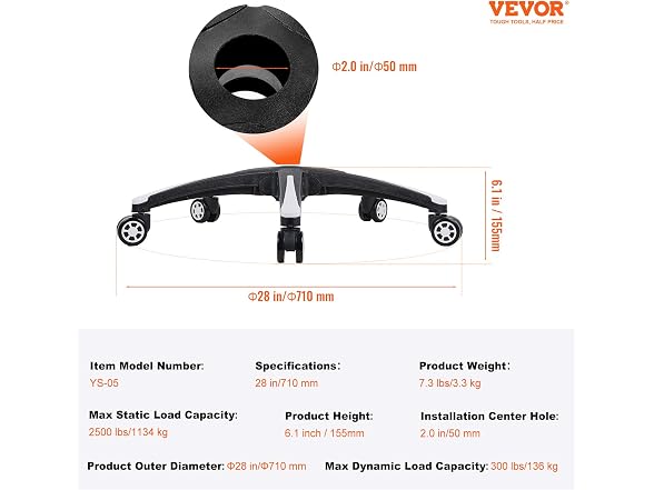 VEVOR Office Chair Base Replacement, 28"