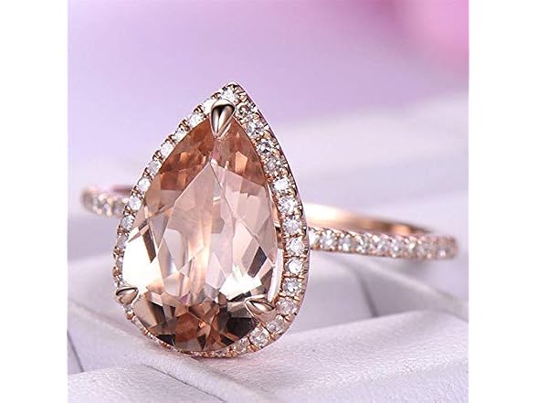 Yuren Wedding Rings Rose Gold Filled Pear Cut Crystal (6)