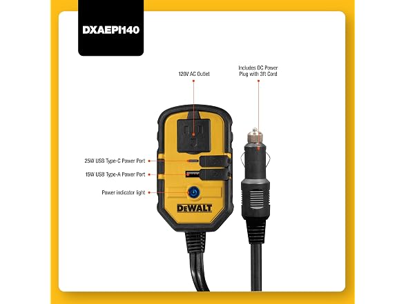 DEWALT DXAEPI140 Power Inverter 140W