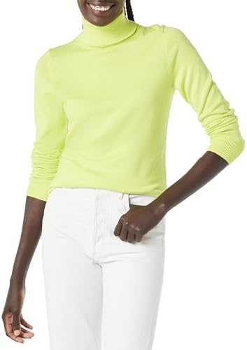 Amazon Essentials Women's Classic-Fit Lightweight Long-Sleeve Turtleneck Sweater (Available in Plus Size), Lime Green, XX-Large