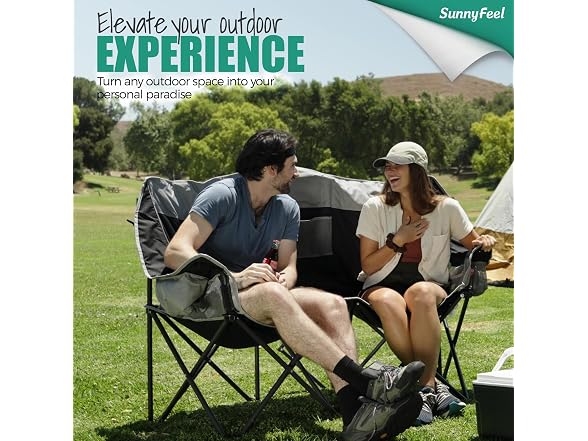 SUNNYFEEL Grey-Blue Loveseat Camping Chair
