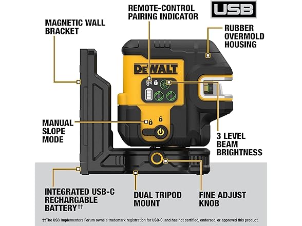 DEWALT DCLE14251G 150ft Green 5 Spot Laser Level Kit
