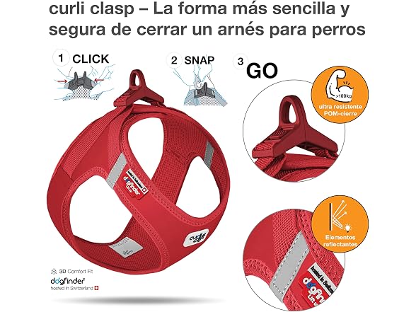 Vest Harness curli Clasp Softshell Red 3XS