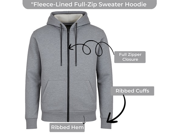 Womens Heavyweight Fleece-Lined Tech Zip Hoodie