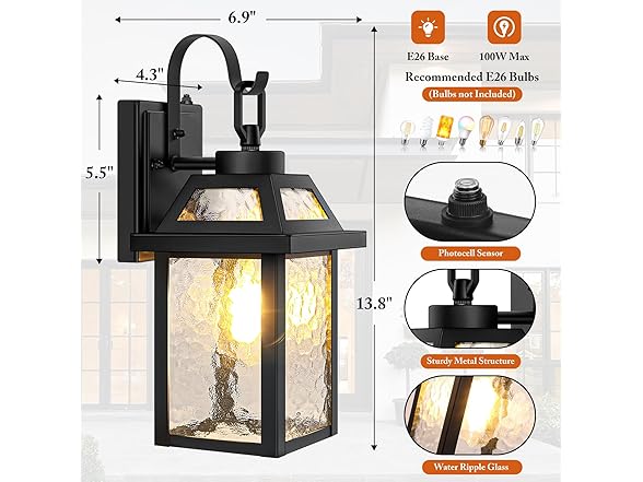 BesLowe Dusk to Dawn Outdoor Wall Lights