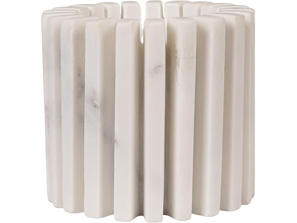 Bloomingville White Marble Candleholder, 4.5-Inch Round