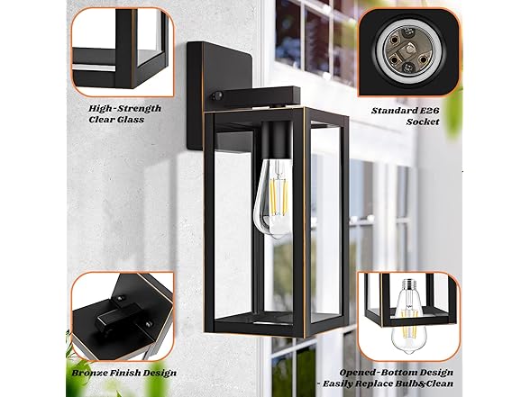 Brightever 2-Pack Outdoor Lights, Waterproof, Bronze