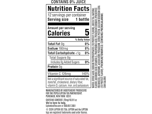 12PK Lipton Diet Green Tea Citrus, 16.9 Fl Oz
