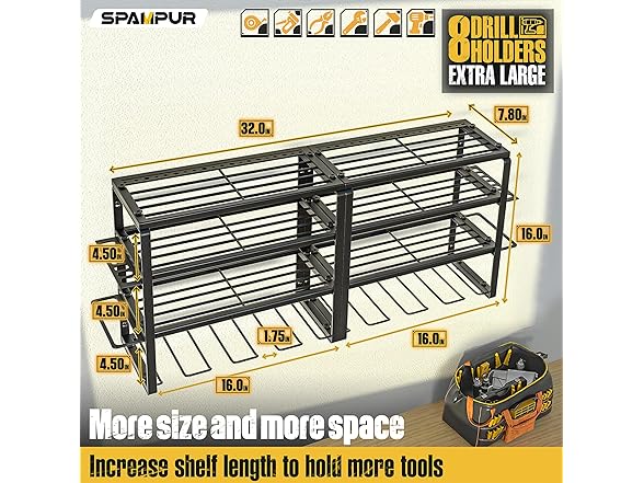 Garage Power Tool Organizer with Shelves
