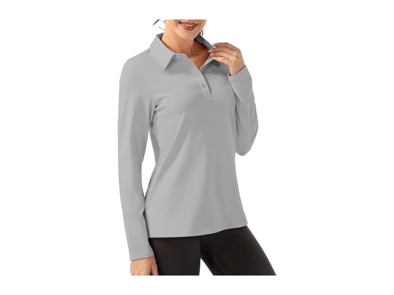 Fkeep Women Long Sleeve Polo Shirt Golf Sport Top - Gallery 31