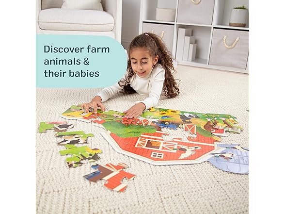 Melissa & Doug Busy Barn Shaped Jumbo Floor Puzzle, 32-Piece