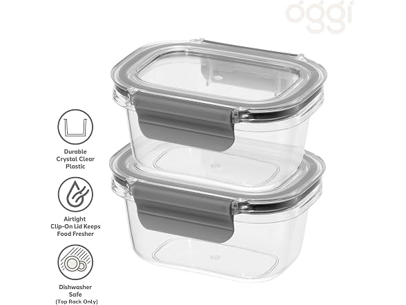 Oggi Clarity Leak-Proof Airtight Food Storage Containers - Set of 2