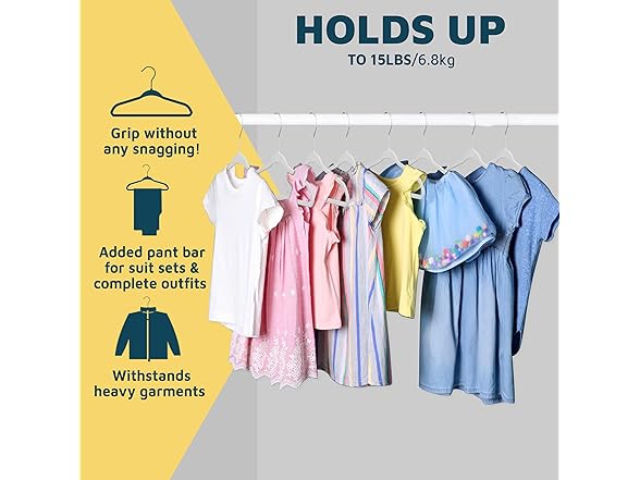 White Velvet Kids Hangers 50 Pack