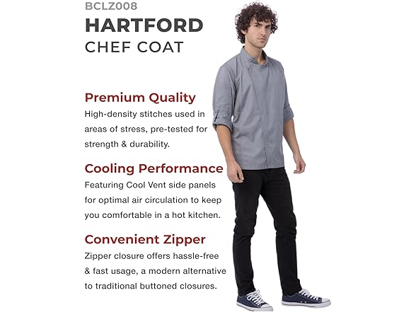 Chef Works Men's Hartford Chef Coat (M)