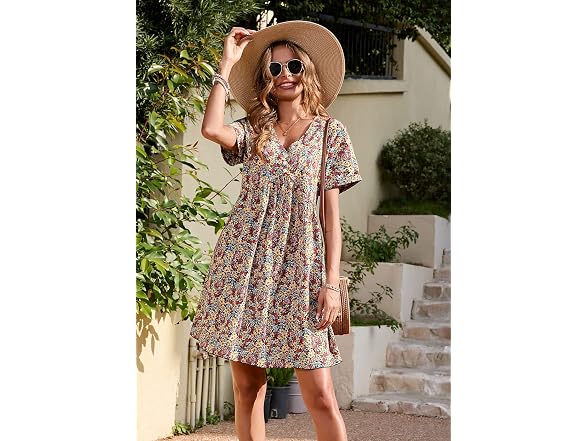 Prettygarden Women (M) Summer Short Sleeve V Dress