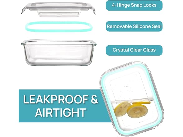 Vtopmart Multi Color 5 Pack 22oz Glass Containers W/ Lids