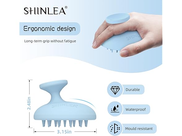 SHINLEA Silicone Scalp Massager Brush, Blue